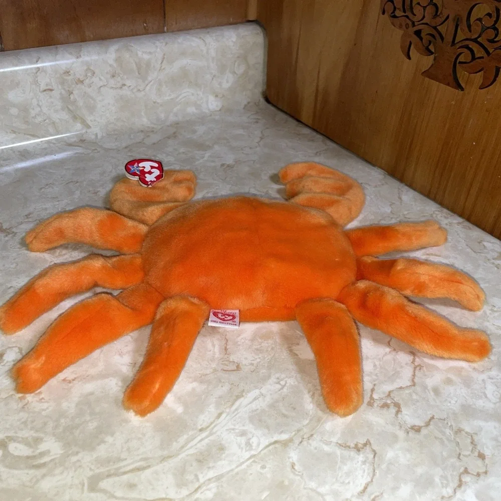 Vintage Error Rare Retired 1999 TY Digger Beanie‎ Buddies Orange Crab 15